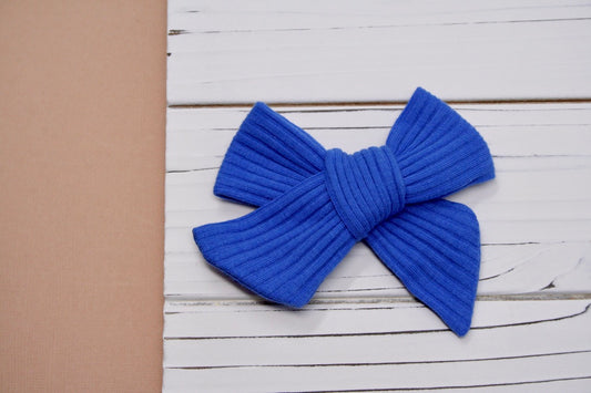 Royal Blue Rib Knit Large Everly Bow