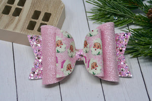 Pink Retro Santa Large Ellie Bow