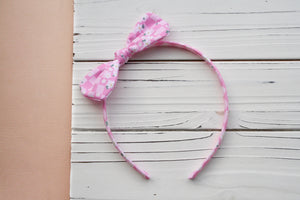 Pink Daisy Checkerboard Rory Bow Headband