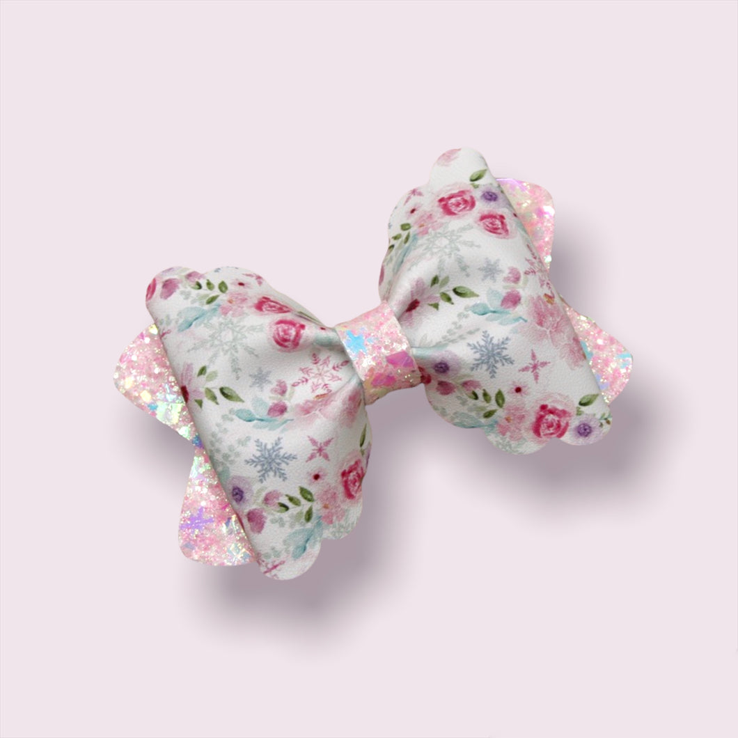 Pink Frost Floral Bailey Bow