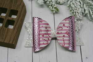 Pink Candy Canes Large Ellie Bow