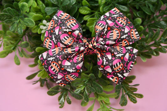 Pink Punk Halloween Wren Bow