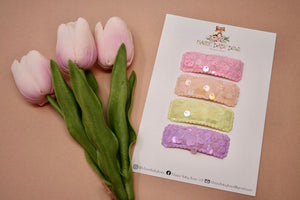 Pastel Sequin Snap Clip Set