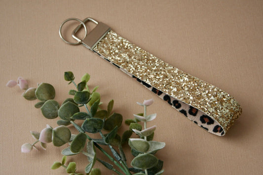 Golden Glam Leopard Wristlet