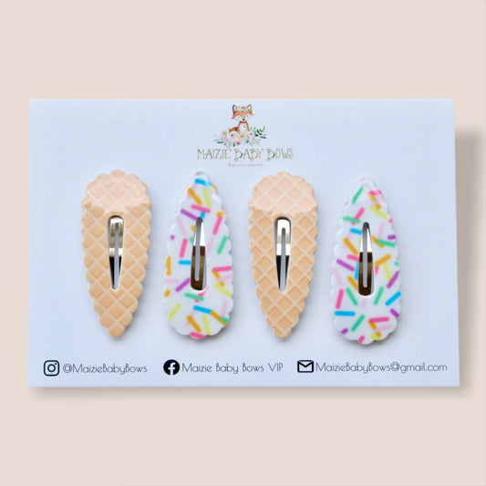 Ice Cream Acrylic Snap Clip Set (Set of 2 Clips)