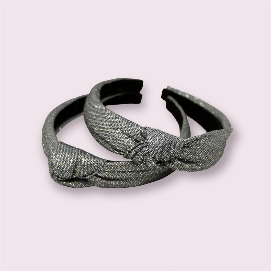 Gunmetal Celebration Glitter Top Knot Headband