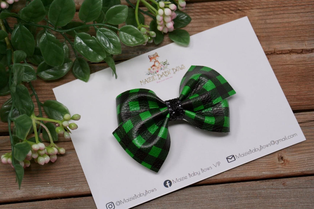 Green Buffalo Plaid Jayme Bow