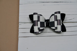 Black and White Checkered Emmy Bow