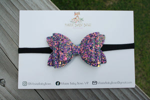 *SLIGHTLY FLAWED* Hocus Pocus Chunky Glitter Emmy Bow (BLACK NYLON ONLY)