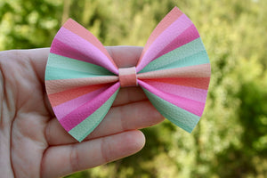 Summer Sherbet Stripes Baby Kate Bow